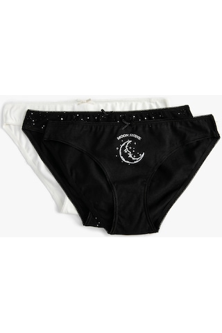 Koton Pamuklu Külot Brief 3'lü Paket Desenli Kurdele Detaylı Siyah 3slk30057mk 3SLK30057MK999 Siyah