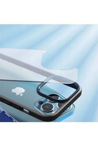 Rock Apple Uyumlu iPhone 14 Pro Max Guard Şeffaf Kılıf Siyah Siyah