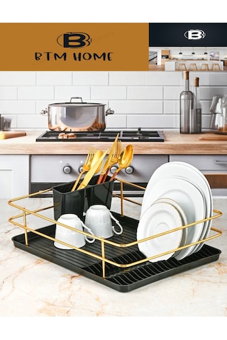 20 Adet Tabak Kapasiteli Metal Plastik Bulaşık Kurutma Sepeti Siyah