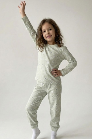 Breeze Kız Çocuk Pijama Takımı Çiçek Desenli 4-8 Yaş, Su Yeşili Su Yeşili
