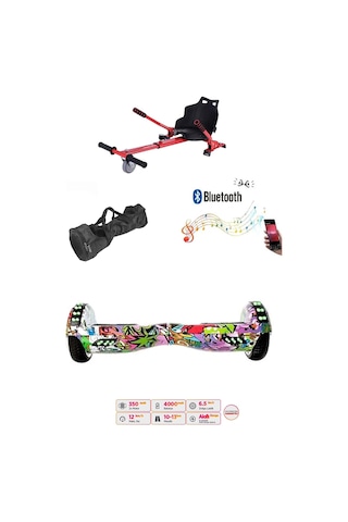 Elektrikli Kaykay Scooter Akıllı Denge Hoverboard + Hoverkart + Çanta Full Ledli Extrem Paket D04