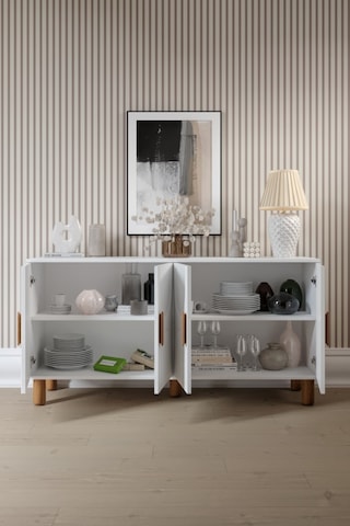 Linea Bohem Konsol 4 Kapaklı Mdf Mebran Kapak 160 Cm Modern Salon Konsolu Beyaz