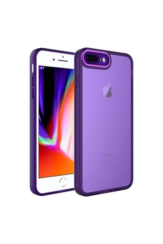 Apple Uyumlu iPhone 7 Plus Kılıf Kamera Korumalı Transparan Zore Post Kapak Derin Mor