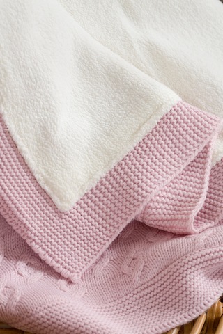 Toffy Toz Pembe Sarmaşık Örgü Bebek Battaniyesi 100x100 Pembe