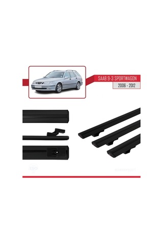 Saab 9-3 Sportwagon 2006-2012 Arası İle Uyumlu Basic Model Ara Atkı Tavan Barı Siyah 3 Adet