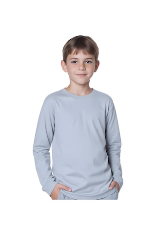 Fyk Kids Düz Basic Unisex Sweatshirt Melanj Gri