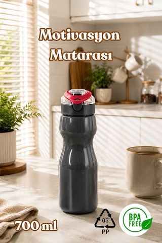 Porsima 911037-2 Bpa Free Motivasyon Sporcu Su Matarası Suluk 0,7lt Su Şişesi Fuşya