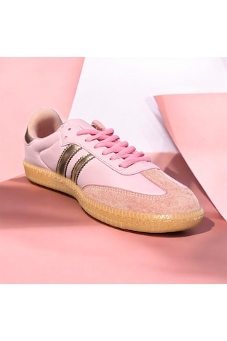 Kadın Spor Ayakkabı Pembe Sneaker Bağcıklı Günlük Rahat Kaymaz Taban Şık Tasarım