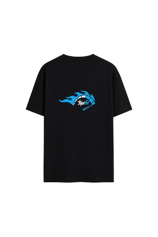 Black Nova Oversize Baskılı Unisex %100 Pamuk T-shirt Stupid Fast Siyah