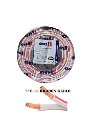 2x0.75 Mm Kordon Hoparlör Kablosu 100 Metre Cca Kırmızı Beyaz Şeritli