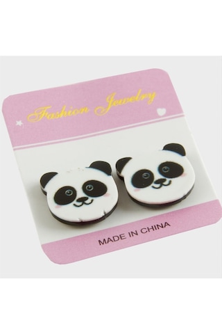 Panda - 157 - Mıknatıslı Plastik Çocuk Küpesi - Csmo-tex - - Beyaz