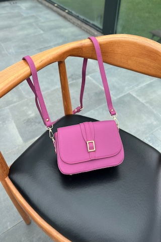 Mft Leather Hakiki Deri Kadın Çanta Viola 1524 Flother Mat Pembe