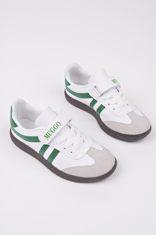 Muggo Dudley Günlük Ortopedik Bağcıklı ve Cırtlı Çocuk Sneaker Spor Ayakkabı - Yeşil