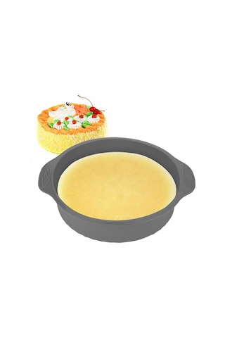 Ximistore9 9 İnç Yuvarlak Silikon Kek Kalıbı Gri - Yüksek Sıcaklık Dayanıklı, Kolay Çıkarım, Dalgalı Taban Deseni Gri