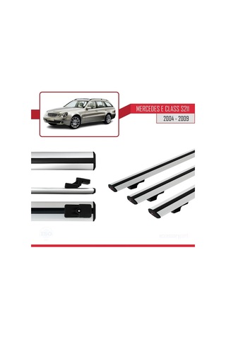 Mercedes E Class S211 2004-2009 Arası İle Uyumlu Basic Model Ara Atkı Tavan Barı Gri 3 Adet