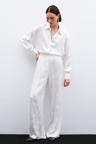 Sateen Jakarlı Saten Pantolon - Ekru-136050 Ekru