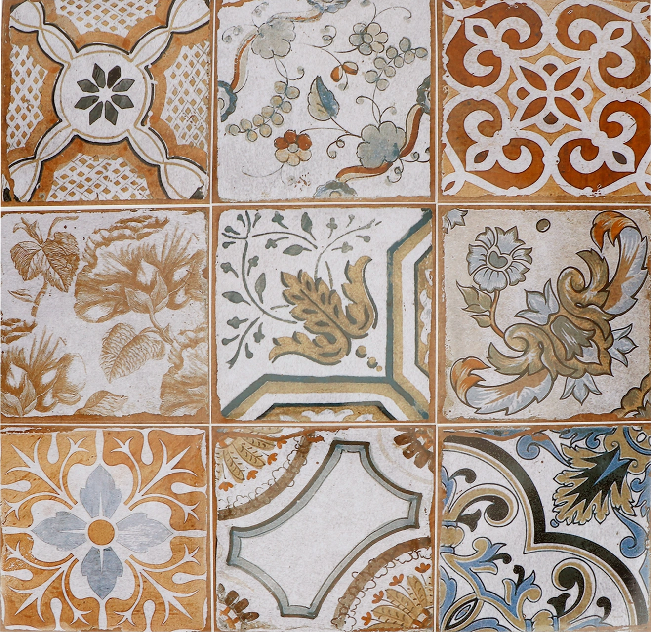 Mufunye Pvc Retro Renkli Simülasyon Çini Desenli 24 Adet 15x15cm Ev Dekorasyonu Otomatik Yapışkan Suya Dayanıklı Duvar Sticker Diğer