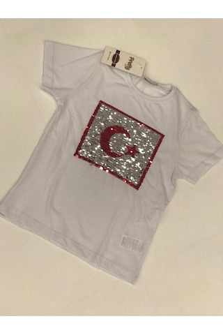 Pretty Çocuk Ay Yıldız Paletli T-shirt Beyaz