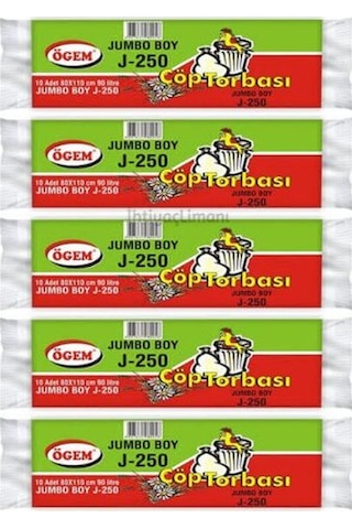 Ögem Jumbo Boy Mavi Çöp Torbası Poşeti 10X5 50 Adet