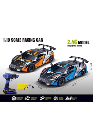 1/10 Yüksek Hızlı Drift Yarış Arabası - Uzaktan Kumandalı - 57,5 Cm Kutulu Mavi