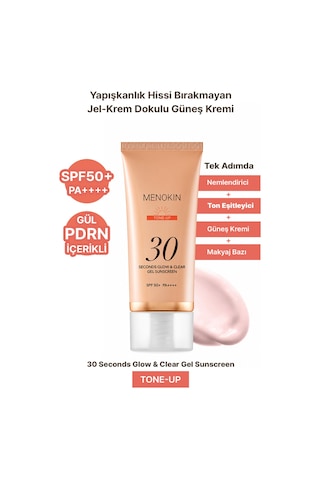 Ton Eşitleyici Jel-krem Dokulu Güneş Kremi Menokın 30 Seconds Glow & Clear Gel Sunscreen Tone Up