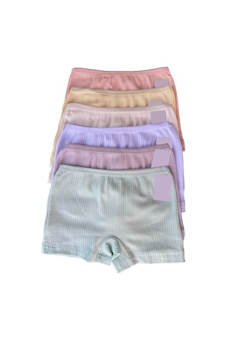 6'lı Dondeza Kız Çocuk Pastel Renk Fitilli Pamuklu Boxer Çok Renkli