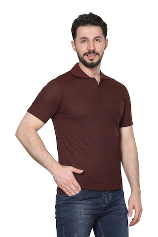Kzctekstil Erkek Baba Ve Orta Yaş Penye Tişört Yakalı Cepli Jakarlı Desenli Kumaş Klasik Kesim Bordo