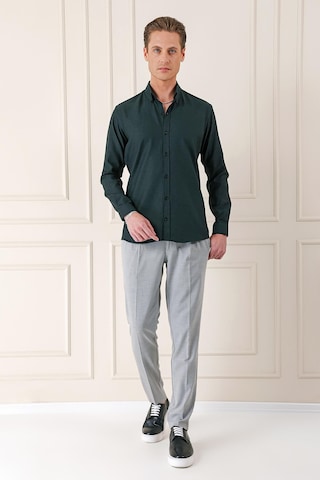 Efor Slim Fit Düğmeli Yaka Dokulu %100 Pamuk Klasik Siyah Gömlek Gk 724 Siyah
