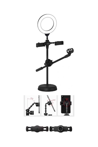 Thentech Profesyonel Aydınlatmalı Telefon Ve Mikrofon Tutuculu Ayaklı Tripod Rıng Led