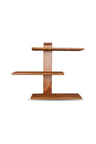 Dekoratif Ahşap 3 Raflı Duvar Rafı Kitaplık Çiçeklik Biblo Baharatlık Rafı 60x48x18 Cm Meşe