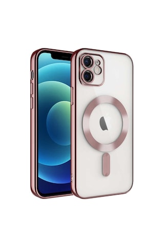 Apple Uyumlu iPhone 11 Uyumlu Kamera Korumalı Magsafe Wireless Şarj Özellikli Zore Demre Kılıf-rose Gold Rose Gold -