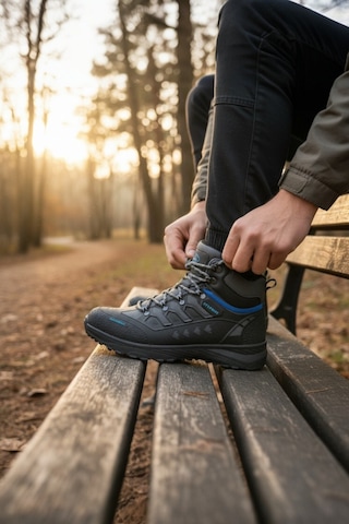 Enoch Erkek Antrasit Mavi Su Geçirmez Outdoor Trekking Ve Doğa Yürüyüş Botu Siyah - Mavi