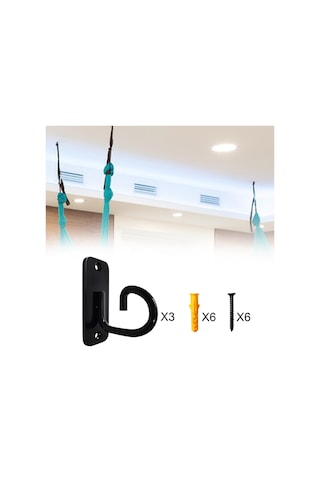 Suntek 3x Duvara Montaj Ankrajları Egzersiz Bantları Egzersizi Siyah