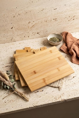 Atbyhome 4'lü Farklı Yemek Grupları İçin Bambu Kesme Tahtası Seti