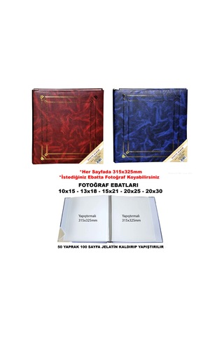 Aledo 50 Yaprak 100 Sayfa 31x32cm Yapışkanlı Fotoğraf Albümü-mavi