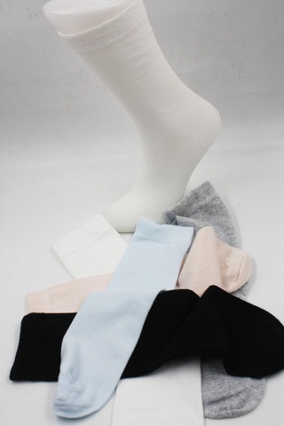 Kadın Çok Renkli Düz Soket Pamuklu Çorap 6'lı Paket Çok Renkli