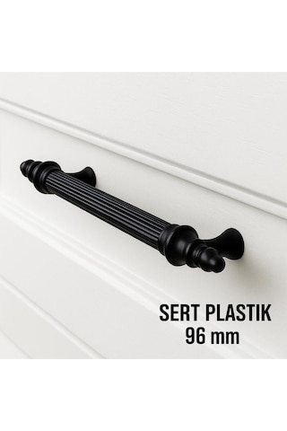 Sert Plastik 96 Mm Siyah Mobilya Mutfak Dolabı Komidin Tv Ünütesi Kulpları 10 Adet Siyah