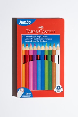 Faber-Castell Jumbo Boya Kalemi,12 Renk,Kalın Gövde ve Uç,Kırılmaya Dirençli Özel Yapıştırma Sistemi,Kolay Açılır