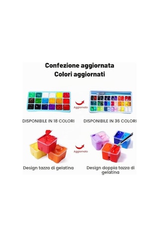 Hımı Twin Cup Gouache Set 36 Renk X 12 Gr Guaj Boya + 3 Fırça Ice Blue Case Karışık Renk