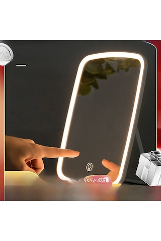 Geeroyoo Led Işıklı Masaüstü Makyaj Aynası, Şarj Edilebilir, Üçlü Işık Kaynağı, Katlanabilir, Kadınlar İçin, Büyük Boy 155 26 220mm , Pembe Diğer