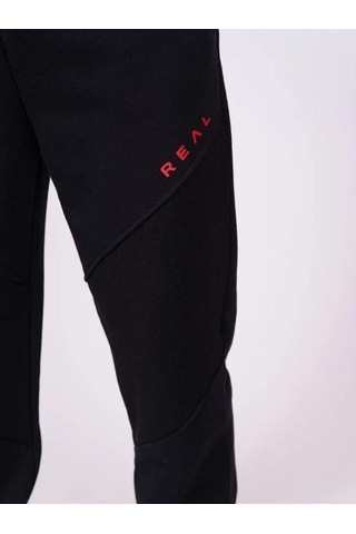 Erkek Çocuk Kapüşonlu Sweatshirt Real Yazılı Jogger Eşofman Takım - 13416 - Siyah