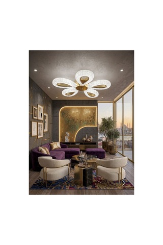 Lumia Lighting Eclipse Model 3"lü Gold Kumandalı 3 Renk Modu Yemek Masası Oturma Çocuk Yatak Odası Modern Ledli Avize Altın