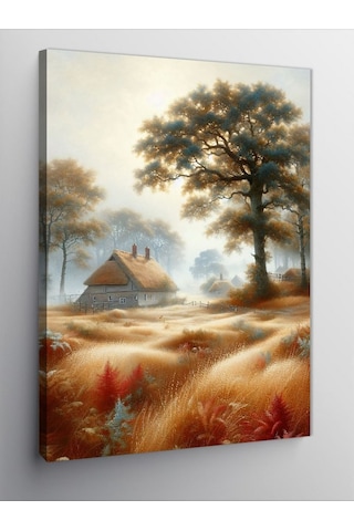 Kanvas Tablo Ormandaki Ev Ve Ağaçlar 70cmx100cm
