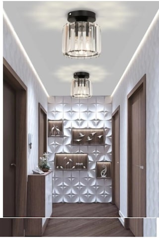 Kristal Taşlı Model Modern Tekli Plafonyer Model Siyah Avize