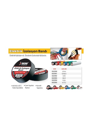 Sgs Elektrik İzolasyon Bandı Seti - 5 Siyah 5 Karışık Renk - 19 Mm X 9 Mt.