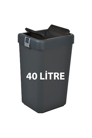 Technow Motek Cob-412b 40 Litre Kilitli Hassas Kapaklı Çöp Kutusu Gri