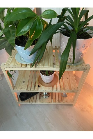 Çağlaa-design Doğal 3 Katlı 60 60 30 Cm Ahşap Dekoratif Çiçeklik-