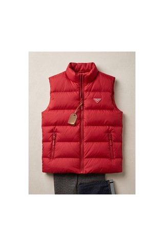 Deniva Kids Unisex Çocuk Kırmızı Dik Yaka Fermuarlı Cepli Şişme Yelek