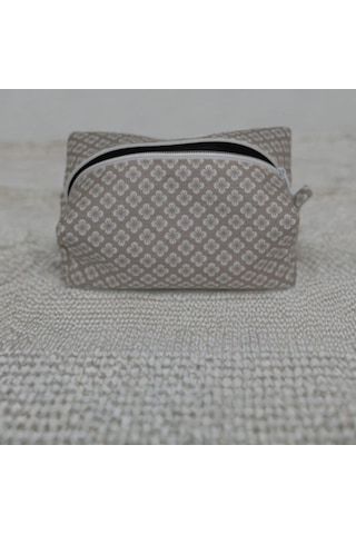 SerSev Çiçek Desenli El Yapımı Duck Kumaş Su Geçirmez Astarlı Makyaj Çantası