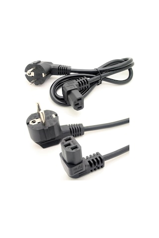 C13 Power Kablosu 90° Derece Dirsek L Uç - Dik Açılı - 1.8 mt